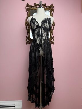 Vintage Andrea Kristoff Escante Tiered Corset Bustier Lingerie Dress Nightie L